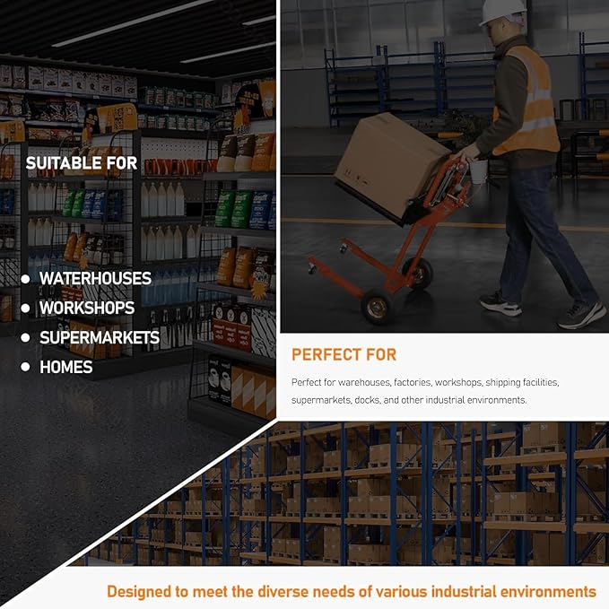 Material Lift Winch Stacker, 440 lbs Capacity Table Cart, 35.4" Lifting Height Manual Forklift Stacker, Pallet Jack Truck Dolly with Swivel Casters and Lift Plate (Orange)