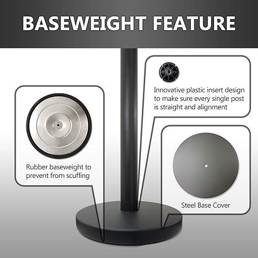 VIP Crowd Control Retractable Belt Stanchion Queue Safety Barrier Set, 36" Ht, 78" Belt + Wall Bracket (6 Mirror Posts Black Belt + SFrame + WBracket)