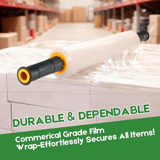 4 Rolls Stretch Wrap 15"x1000 Feet Stretch Film Shrink Wrap Packing Moving Suppliers for Shipping Moving Suppliers Packing Pallet Wrapping Surface Protection 60 Gauge (4 Rolls)