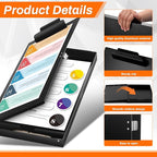 3 Pcs 11 x 17 Inch Aluminum Clipboard with Storage Metal Clipboard High Capacity Clip for Student Teacher Nurse, Black