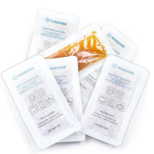 6Pcs 40 Gram Rechargeable Desiccant Packs, Indicating Silica Gel, Gun Safe Dehumidifier, New Style Moisture Absorbing Bag