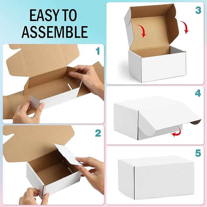 Shipping Boxes 7x5x2 inches White Small Mailing Boxes 25 Pack Cardboard Corrugated Box Mailers