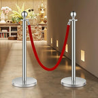 VEVOR Stanchions and Velvet Ropes 8Pcs, Hollow Base with Stainless Steel Post, 4 Red Velvet Ropes and Posts, Crowd Control Barriers Silver Stanchions, Red Carpet Runner Poles for Party Supplies