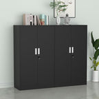 Metal Storage Cabinet with Locking Doors and Adjustable Shelves, 53.5-Inch Tall Lockable Storage Cabinets for Home Office Garage Kitchen Pantry (Black)