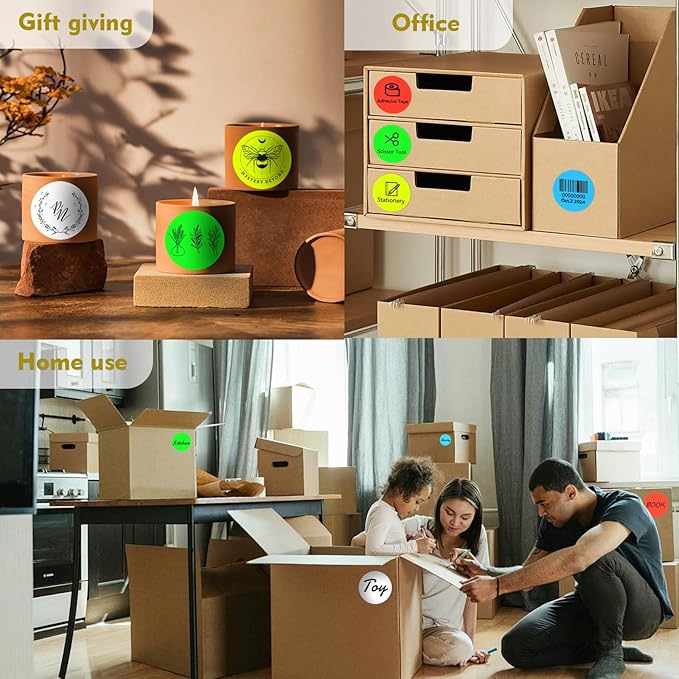 3 X 3 Inch Color Coding Dot Labels Circle Thermal Printable Waterproof 500 Pcs Round Stickers Adhesive Writable for Office, Home, Garage, DIY Sticker, Barcodes, Name Tag, Fluorescent Yellow