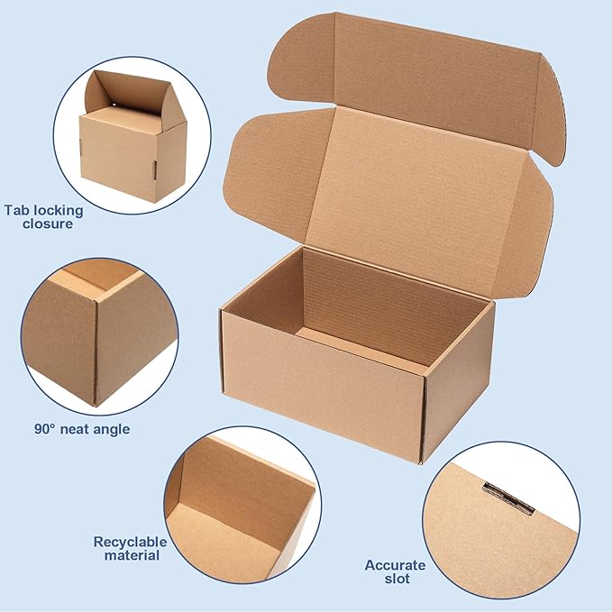 Shipping Boxes 6x4x3" 25 Pack - Brown Kraft Corrugated Cardboard Mailing Box for Small Business, Medium Literature Mailer Packaging Supplies