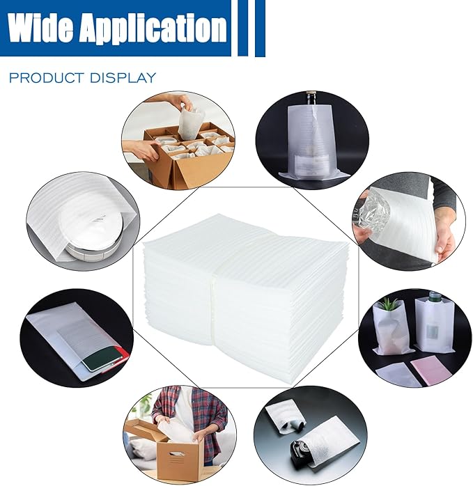 50 Pack Foam Pouches, Cushion Foam Pouch for Moving and Storing, 5"x 8" Foam Wrap Pouches Protect Fragile Items, Protect mug, Glasses, China, and Dishes, Packing supplies