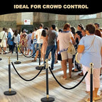 Velvet Stanchion Rope, 5 Feet Crowd Control Stanchion Ropes Safety Barrier with Gold Plated Hook for Carpet Events Movie Theaters Grand Openings Hotels Party(Black) (4)