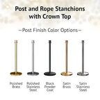 Montour Line Cline Post and Rope Stanchion Set - Black with Sloped Base and Crown Top - Includes (2) Posts