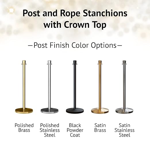 Montour Line Cline Post and Rope Stanchion, Sloped Base, (Polished Stainless Steel Post, Crown Top)