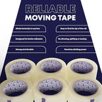 Clear Packing Tape - 6 Heavy-Duty Wrapping Tape - 110-Yard Length, 660 Total Yards 1.88-Inch Wide Strong Adhesive Rolls for Moving Boxes, Office Packaging, Storage Organization & Warehouse Shipping