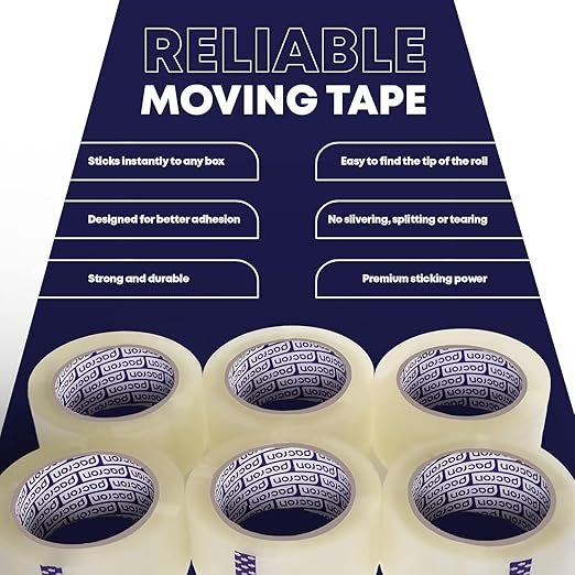 Clear Packing Tape - 12 Heavy-Duty Wrapping Tape - 110-Yard Length, 1320 Total Yards 1.88-Inch Wide Strong Adhesive Rolls for Moving Boxes, Office Packaging, Storage Organization & Warehouse Shipping