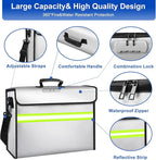 File Organizer Bag with Removable Folder Layers/Wallet,6500°F Fireproof Document Organizer with Lock&Reflective Strip,Portable Home Travel Safe Storage Box for Important Documents(14.1x9.5x4.2 inches)