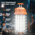 NS 150W LED Temporary Work Light Fixture,5,000K 24250 Lumen Daylight White,IP64 Dust & Waterproof,Portable Hanging Construction Lighting for Jobsite Indoor Outdoor Workshop Location