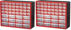 Akro-Mils 44-Drawer Plastic Drawer Storage Cabinet for Garage Organization, Bead Organizer, Building Bricks Storage, Teacher Toolbox, Makeup Organizer, 20-Inch W x 6-Inch D x 16-Inch H, 10144 Red