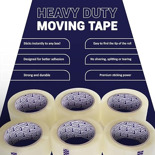 Clear Packing Tape - 6 Heavy-Duty Wrapping Tape - 110-Yard Length, 660 Total Yards 2.88-Inch Wide Strong Adhesive Rolls for Moving Boxes, Office Packaging, Storage Organization & Warehouse Shipping