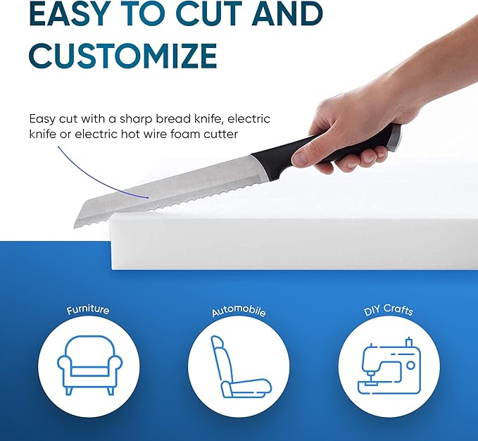 AK Trading CO. Upholstery High Density 1" Height x 24"" Width x 72"" Length-Home or Commercial Use Seat Replacement Cushion-Made in USA Foam (FOAM-HD-1x24x72)