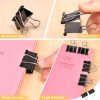 Coideal Black Binder Clips Medium, 1.25 Inch Black Metal Paper Clips 24 Pcs 32mm Foldback Bull Clip Clamps for Office School (1 1/4 Inch)