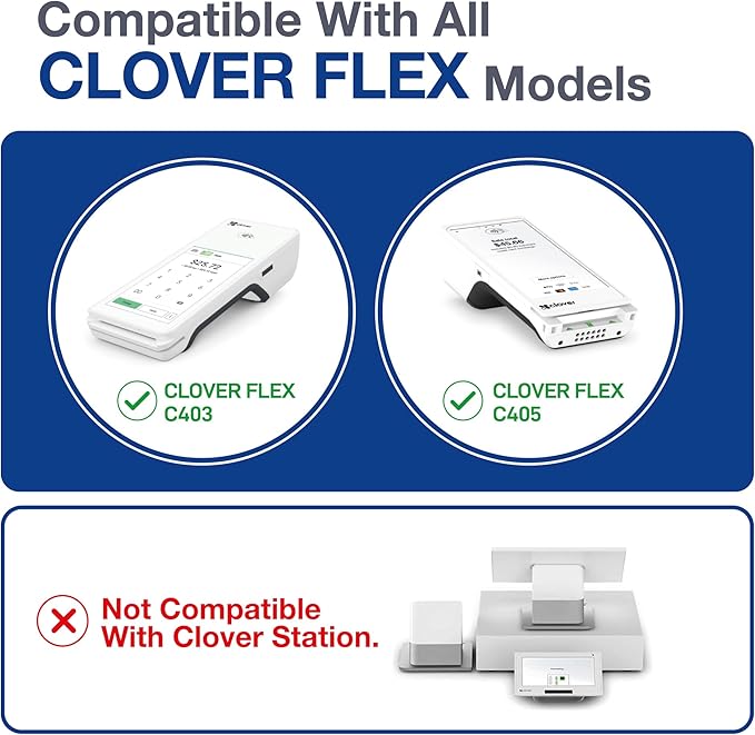 Clover Flex Paper Rolls - 50 Rolls - 2 1/4'’ x 50’- 48 GSM - Clover Flex Receipt Paper Compatible for C401, C403, C405 and C406 POS Machines - BPA Free Material