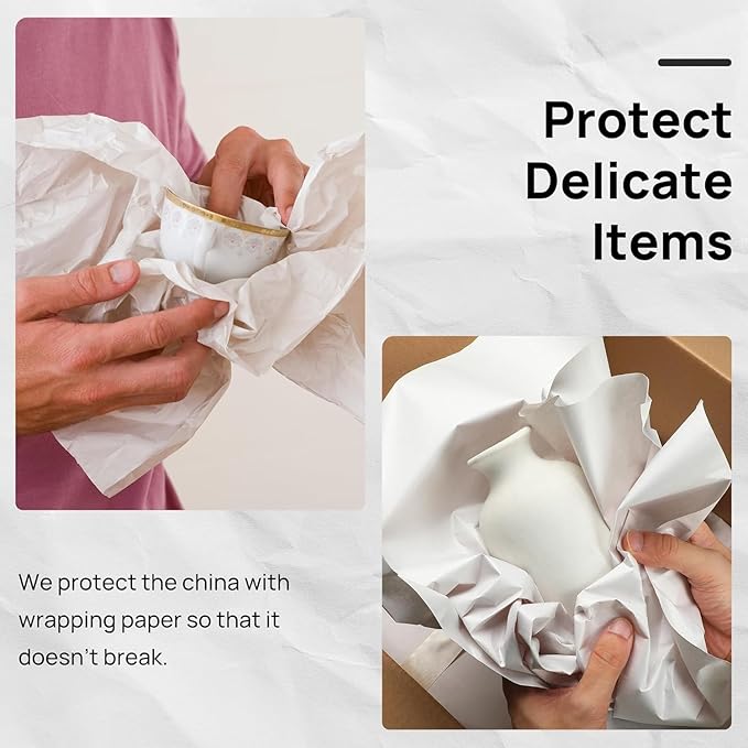 White Packing Paper Roll 12”W x 350'L Newsprint Paper Roll for Packing, Moving and Wrapping, Packaging Newsprint for Moving Supplies, Newsprint Paper for Sketching Crafting 1 Pack