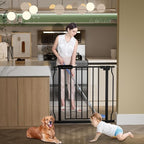 Extra Wide Baby Gate Extra Wide Extra Tall Dog Gates for Stairs Doorways Black Metal Tension Indoor Safety Gates with Pressure Mount 34-38.5 Inch Wide