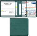 Cacturism Car Registration and Insurance Holder, Vehicle Glove Box Car Organizer Men Women Wallet Accessories Case for Cards, Essential Document, Driver License, Dark Green