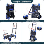 2-in-1Folding Hand Truck Dolly with Folding Basket, 330LBS Capacity Foldable Hand cart,Folding Dolly with Retractable Handle,Hand Truck Foldable with 4 Wheels for Moving