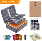 DocSafe 5200°F Document Organizer with Lock,Upgraded Heat Insulated Fireproof＆Waterproof Box 8 Layers File Organizer,Portable Home Travel Safe Storage for Important Documents, Files,Gray (Soft)