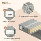 6Pack Sheet Organizers and Storage - King/Queen Size Sheet Storage Organizer with Window, Foldable & Dustproof Sheet Organizer for Linen Closet for Summer Blankets & Sheet Sets,Grey