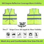 Safety Vests 10 Pack -Yellow Reflective High Visibility Construction Work Vests for Men,Woman,Pockets,Hi Vis Mesh and Neon Silver Strip,CIMC