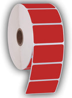 2.25" X 1.25" Direct Thermal Perforated Stickers Labels for Barcodes, Address, Consignment - Compatible with Zebra, Rollo, Godex and More (RED, 1 ROLL)