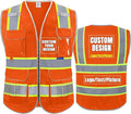 BeautyWill Custom Logo Safety Vest 8 Pockets Class2 ANSI Certified High Visibility Reflective Vest for Men - Personalized Logo Heavy-Duty Work Vest（Orange，XXL）