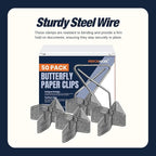 Versatile Butterfly Paper Clips | 1.4mm Thick | 1 x 1.5 Inch | 2-Pack (100 Total) | Rust-Resistant Metal Craft Clips | Office Document Holders | Sewing & DIY Organizer