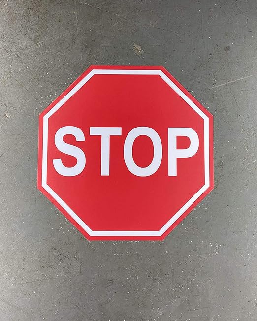 "Stop" Durable Laminated Vinyl Floor Sign- Sign by Graphical Warehouse- 5S Safety and Security Signage, Visual Communication Tool (18")