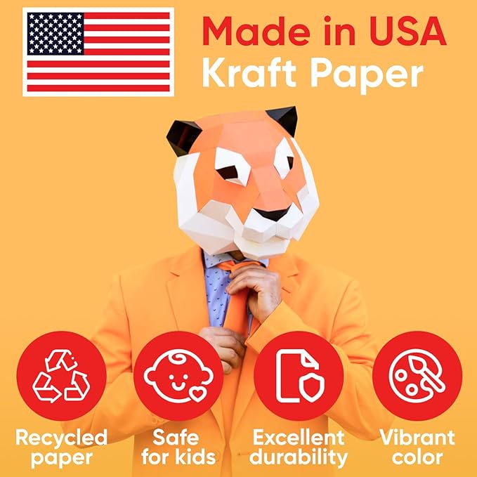 USA Made 12" x 1200" Yellow Kraft Paper Roll, 45 lbs Thickness, American Quality Colored Kraft Paper for School, Poster Arts, Crafts, Bulletin Board Roll - Odorless, Non-Toxic, Safe for Kids