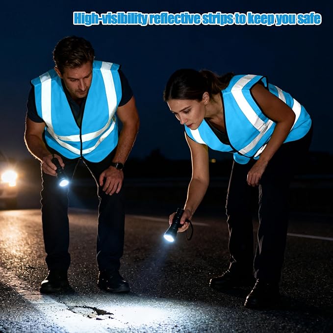 BeautyWill Custom Safety Vest Customized Logo Class 2 High Visibility Reflective Vest with Pockets Construction workwear