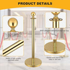 Gold Stanchions and Red Velvet Ropes Set, 4pcs Stanchions with 2pcs 5ft Velvet Ropes, Red Carpet Poles, Crowd Control Ropes and Stanchion Line Dividers for Decorations, Party, Club