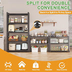 72H Metal Kitchen Storage Shelves, 3000LBS Heavy Duty Garage Shelving Unit, 5-Tier Adjustable Pantry Shelves, Food and Beverage Storage Rack, Appliance Storage Utility Shelf for Balcony - Black