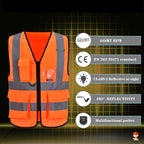 A-SAFETY 6XL 7XL 8XL High Visibility Safety Vest Reflective Multi Pockets BIG AND TALL Working Vest