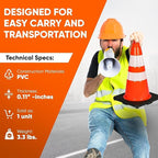 Pyle 18" Traffic Cones 12-Pack, High-Visibility Orange Safety Cones for Parking, Roadwork, Construction and Sports Training, Stackable Design with Heavy-Duty PVC Base, Weather-Resistant