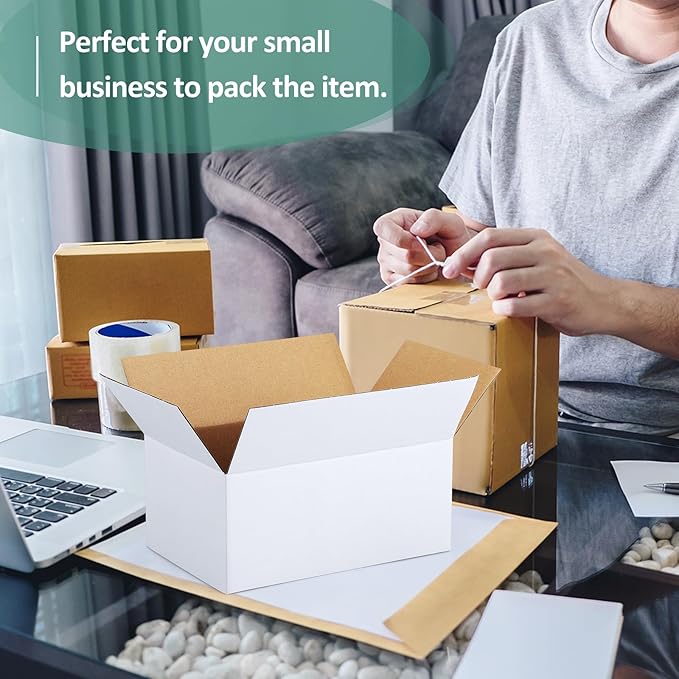 Eupako 30 Pack Small Shipping Boxes Assorted Sizes, 8x6x4 & 9x6x4 & 10x7x5 10 PCS Each Small Boxes, White Corrugated Box Mailers, Cardboard Boxes for Packaging Small Business, Mailing