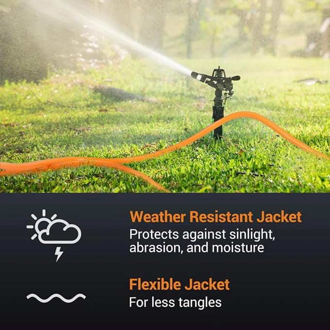 Outdoor Extension Cord Waterproof 5 FT, Orange 14/3 SJTW Heavy Duty, Flexible 100% Copper 3 Prong Extension Cord for Lawn, Garage,UL Listed