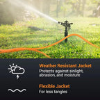 Outdoor Extension Cord Waterproof 100 FT, Orange 16/3 SJTW Heavy Duty, Flexible 100% Copper 3 Prong Extension Cord for Lawn, Garage,UL Listed