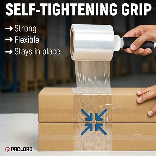 5" x 1000’ Industrial Strength Stretch Wrap, Ready to Use Pack of 2 Mini Rolls with one Handle, Clear Plastic Film, 80 Gauge Thick, 500% Elongation – Heavy-Duty Shrink Wrap for Moving, Packing