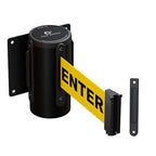 Crowd Control Warehouse - CCW Series WMB-120 Fixed Wall Mount Retractable Belt Barrier - 11 Foot, Caution Do Not Enter with Black Steel Case, Crowd Control Barriers