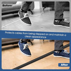 Floor Cord Cover for Wires on Floor Self Adhesive Cord Hider Floor Cable Management Wire Covers for Cords Protector Prevent Cable Trips Cord Cavity W 0.59" x H 0.31", Black, 10Ft