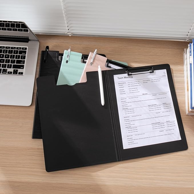 Y YOMA Clipboard Folder, A4 Foldable Plastic Clipboard with Metal Clip, 360° Rotating Cover, Waterproof Work Folder for Home, Office, School, Field Work, Outdoor - 4 Pack, Assorted Color