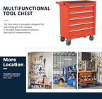 5-Drawer Metal Rolling Tool Chest with Wheels,Tool Storage Cabinet with Locking System，Toolbox with Wheels for Garage, Warehouse, Workshop, Repair Shop (Red, 5-Drawer)