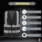 Black reflective safety vest for men
