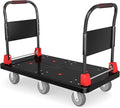 Heavy-Duty Platform Truck Cart with 2 Handrails and 6 of 6" Wheels 2200lbs Capacity Foldable Push Cart Dolly Large Flatbed Hand Cart Moving Dolly Cart for Groceries,Garage,Warehouse (50" Lx27 W)